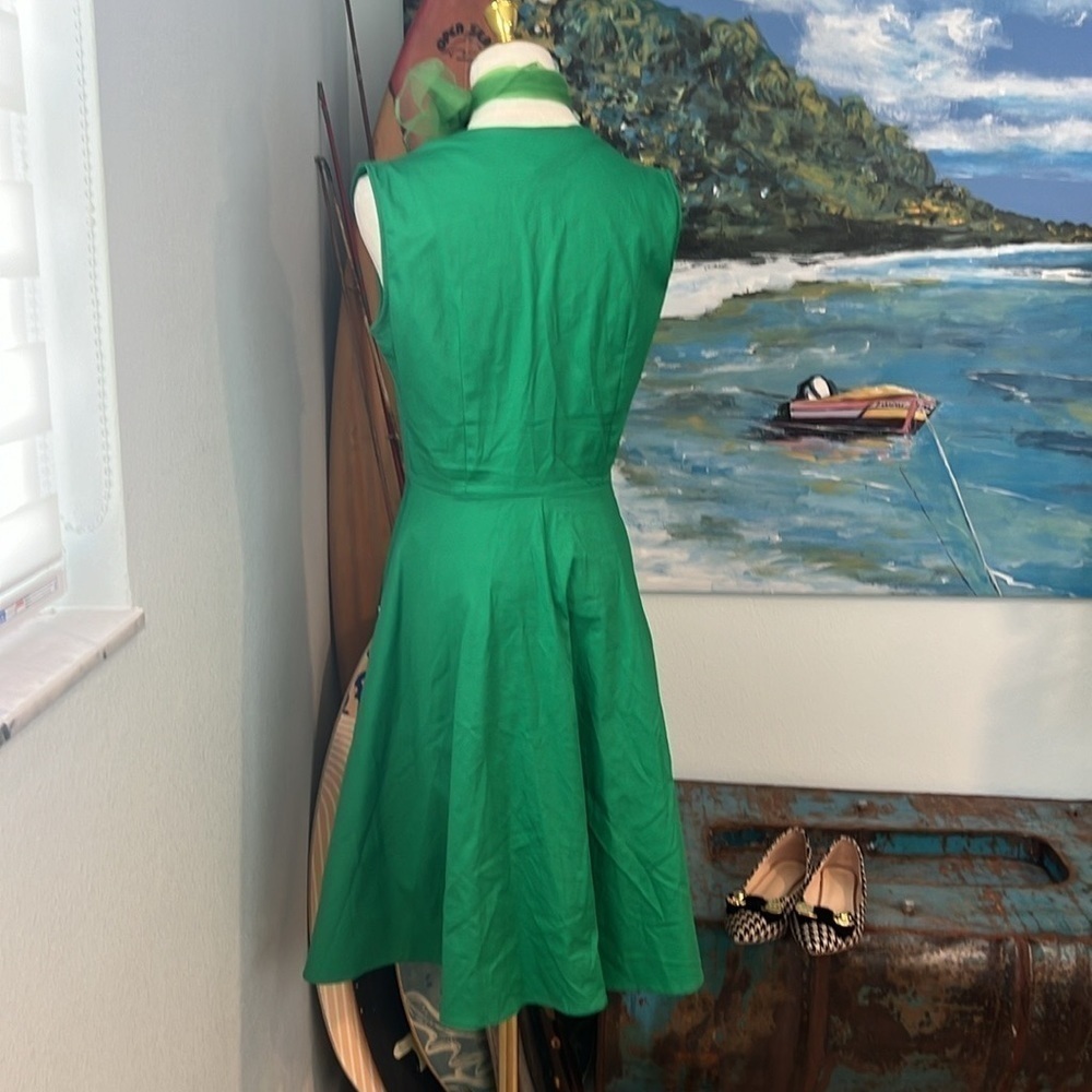 Killreal, Fantastic Emerald Polka-Dot Fit & Flare Cotton Dress EUC Size M - Picture 6 of 15